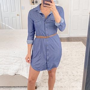 Colorful Denim Look Shirt Dress